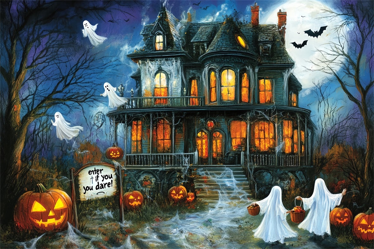 Toile de fond Photo Halloween Manoir Hanté et Fantômes MRR7-43