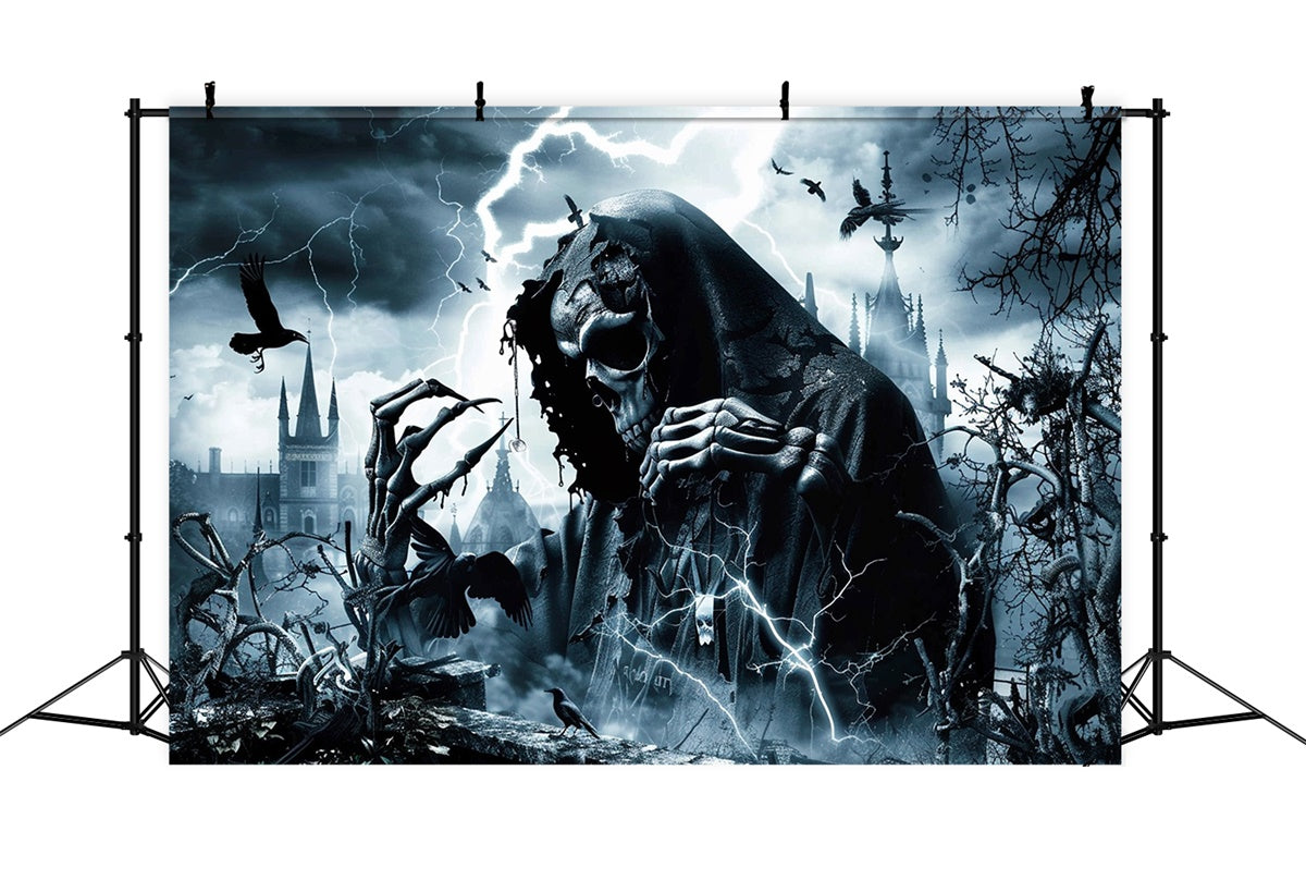 Toile de fond Photo Halloween Spectre Vengeur et Éclairs MRR7-47