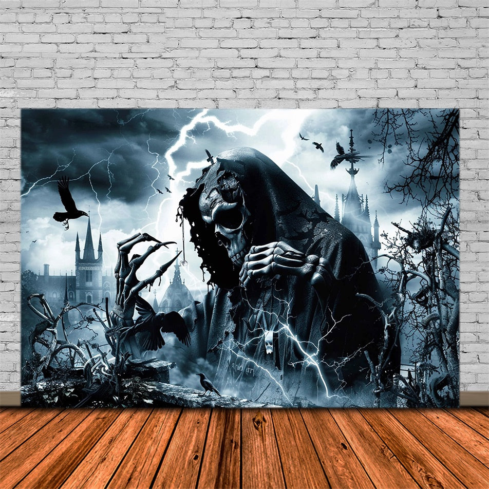 Toile de fond Photo Halloween Spectre Vengeur et Éclairs MRR7-47