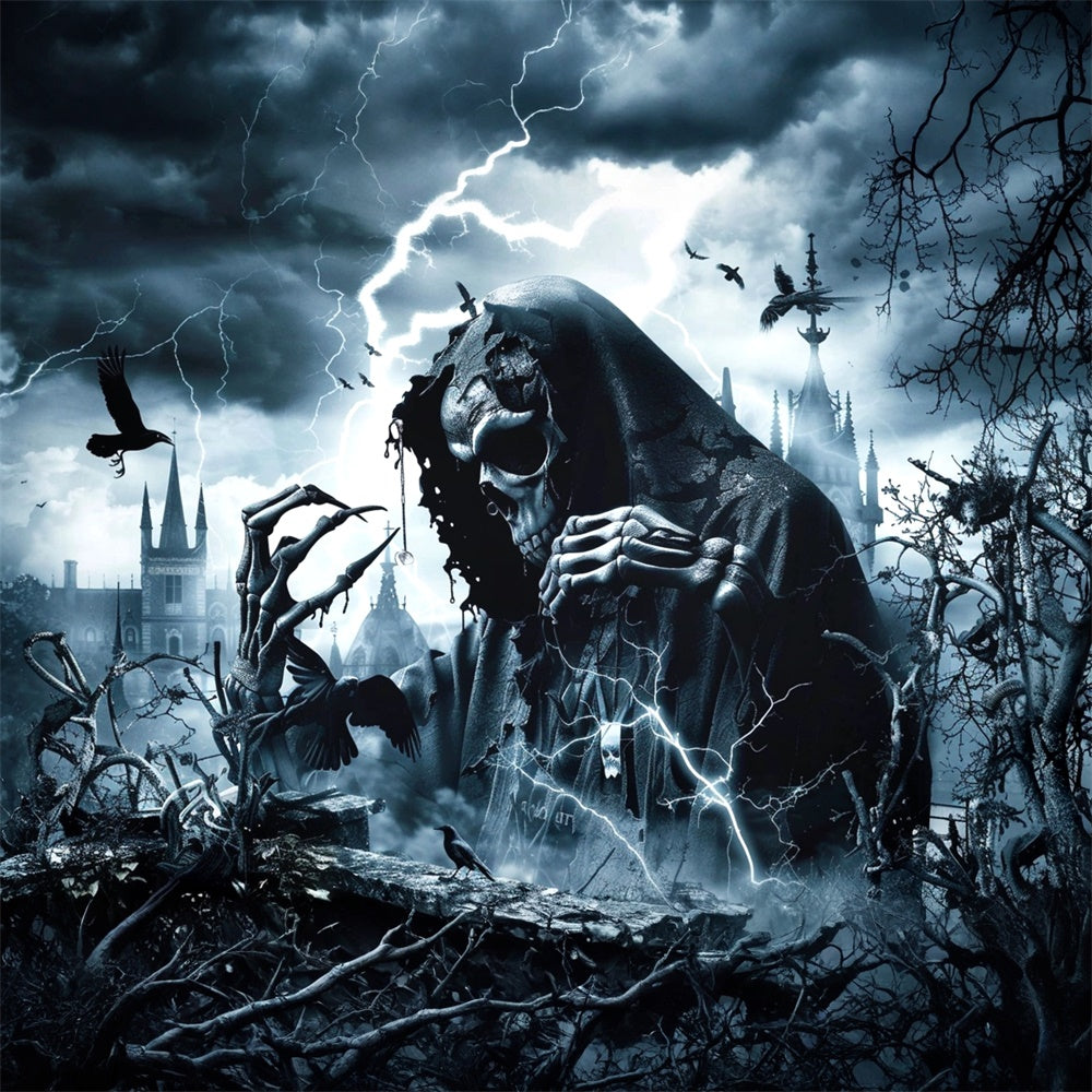 Toile de fond Photo Halloween Spectre Vengeur et Éclairs MRR7-47