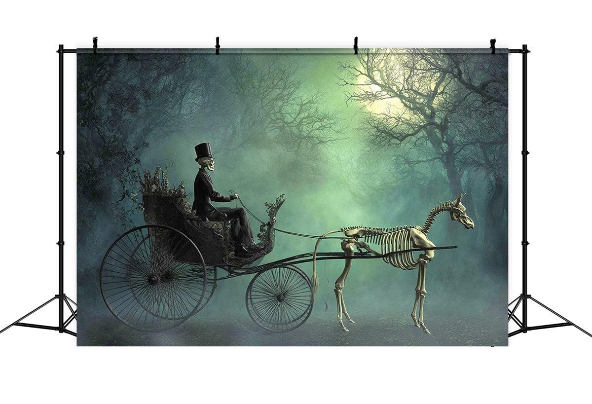 Toile de fond Halloween Calèche Hantée au Clair de Lune MRR7-48
