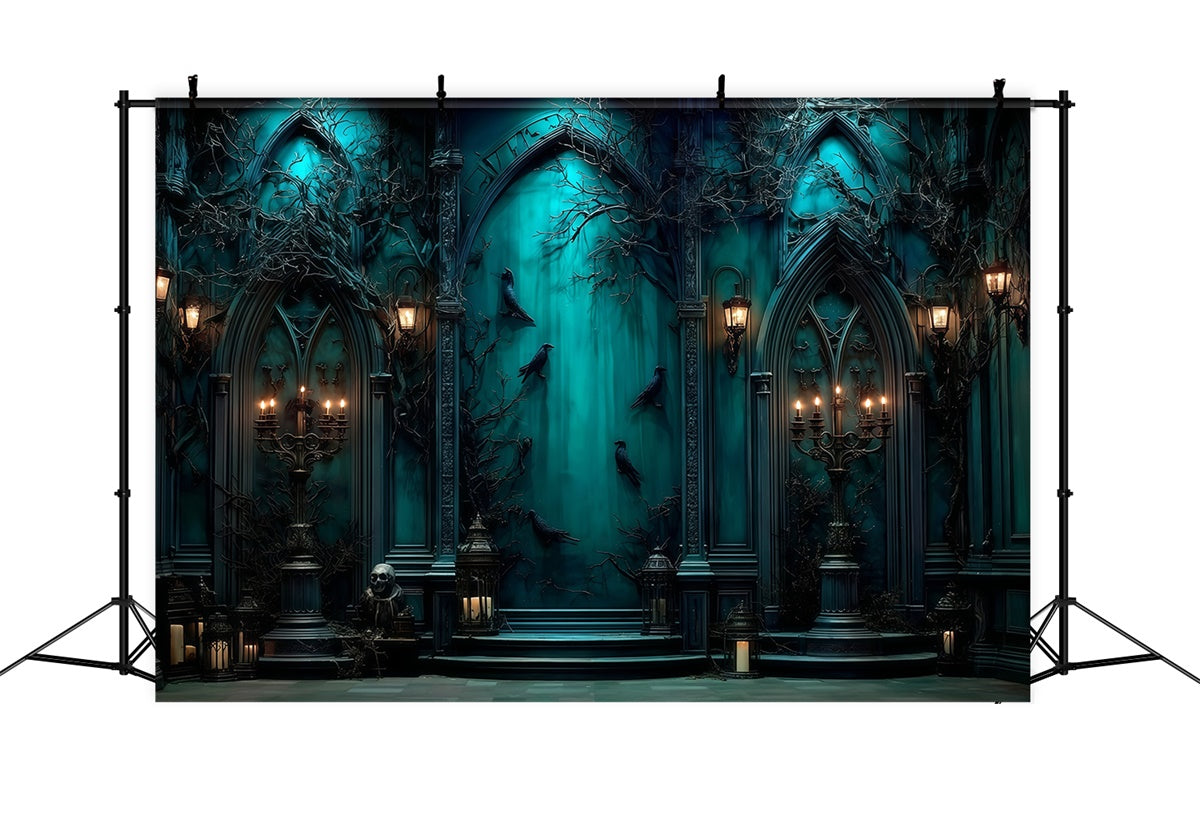Toile de fond Photo Halloween Chapelle Bleue Hantée MRR7-49