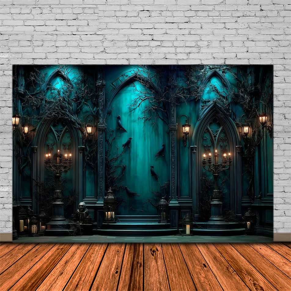Toile de fond Photo Halloween Chapelle Bleue Hantée MRR7-49
