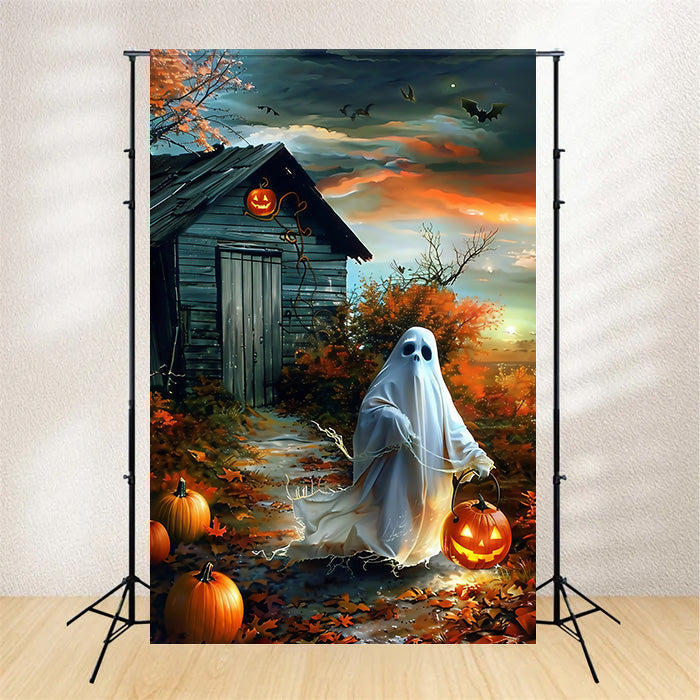 Toile de fond Photo Halloween Lanterne Citrouille et Fantôme MRR7-55