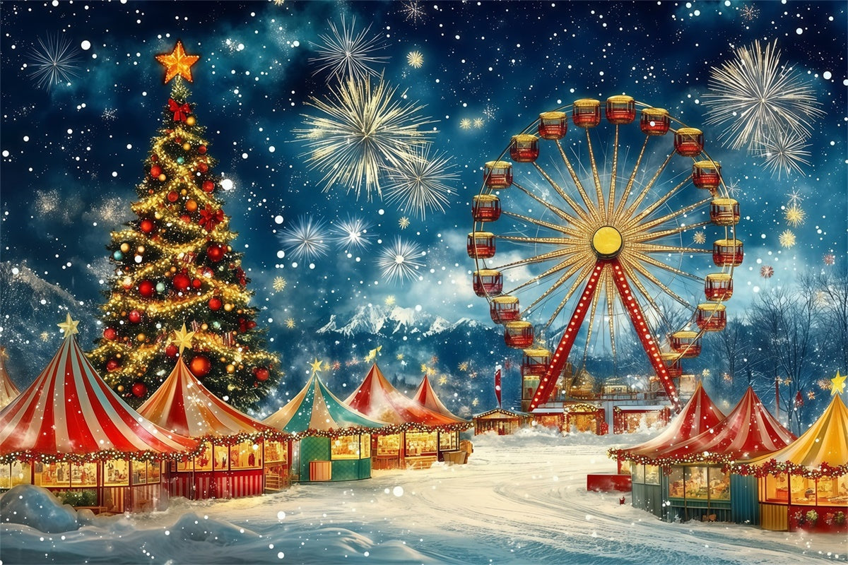 Toile de fond Noël Fête Foraine Hivernale Festive MRR7-58