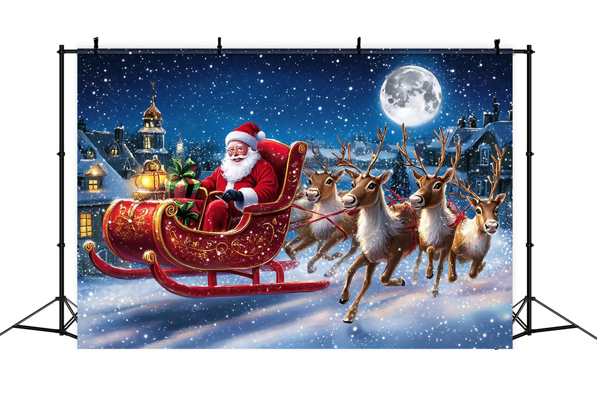 Toile de fond Noël Aventure du Père Noël et des Rennes MRR7-60