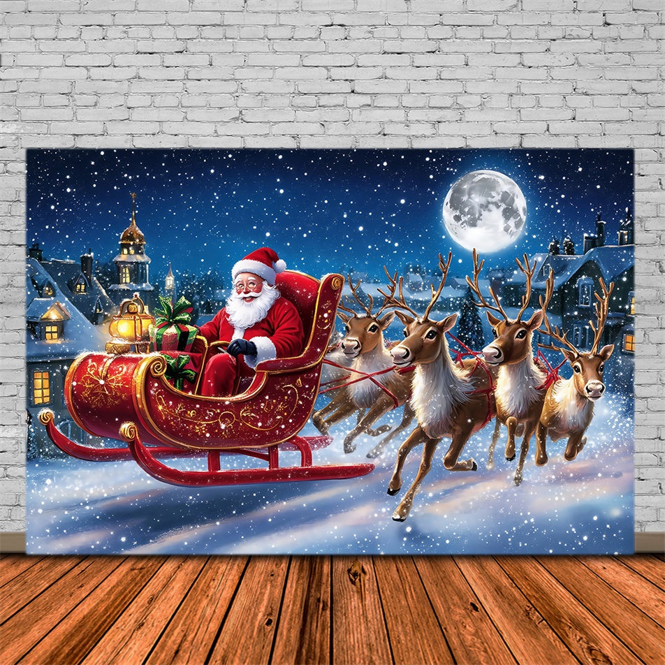 Toile de fond Noël Aventure du Père Noël et des Rennes MRR7-60