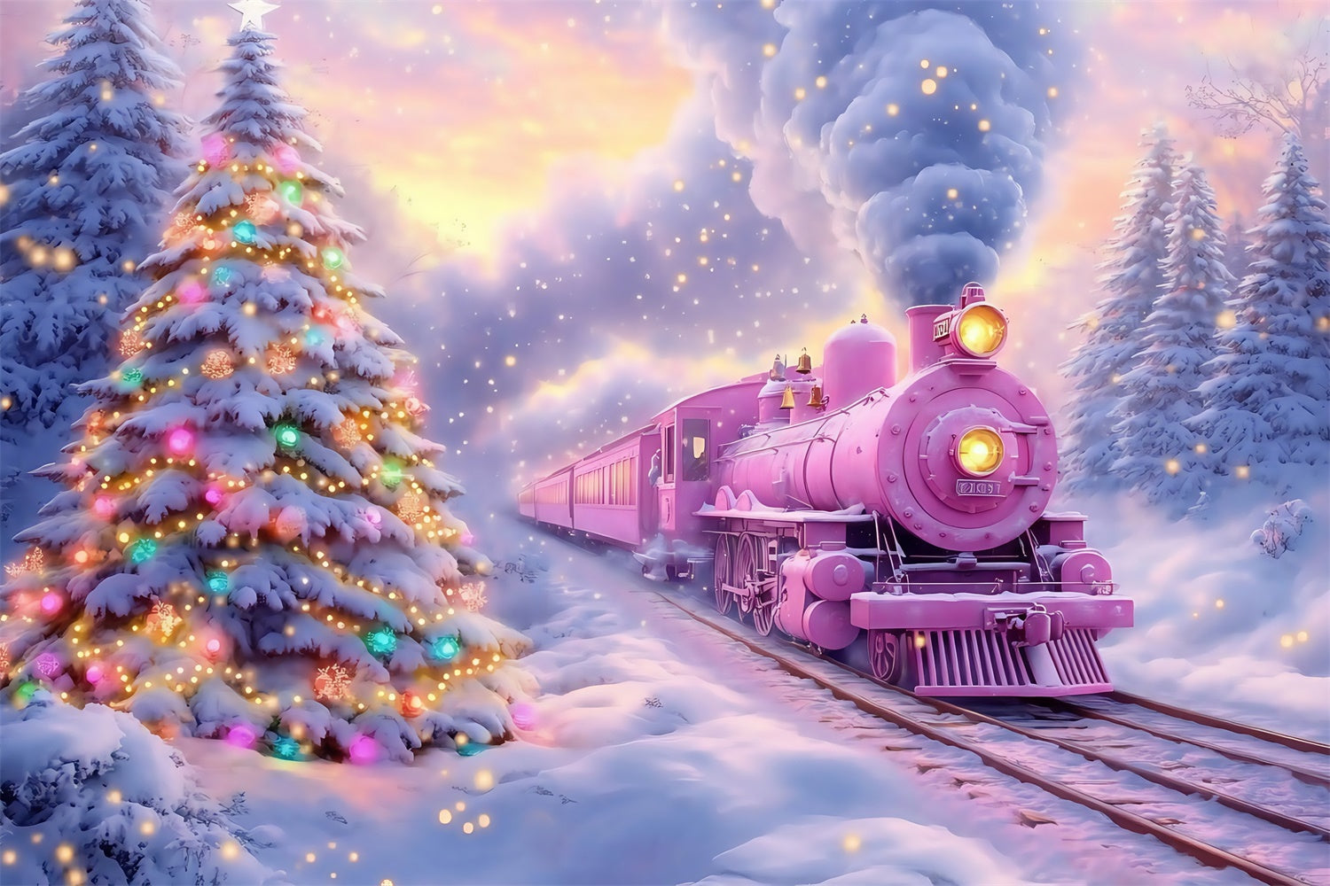 Toile de fond photo Noël Voyage Magique Sous la Neige MRR7-61