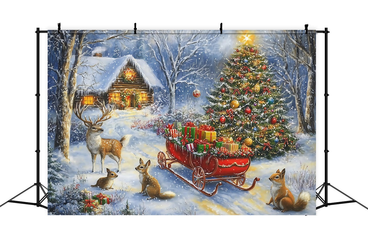 Toile de fond Noël Petite Créature Hivernale Paisible MRR7-63