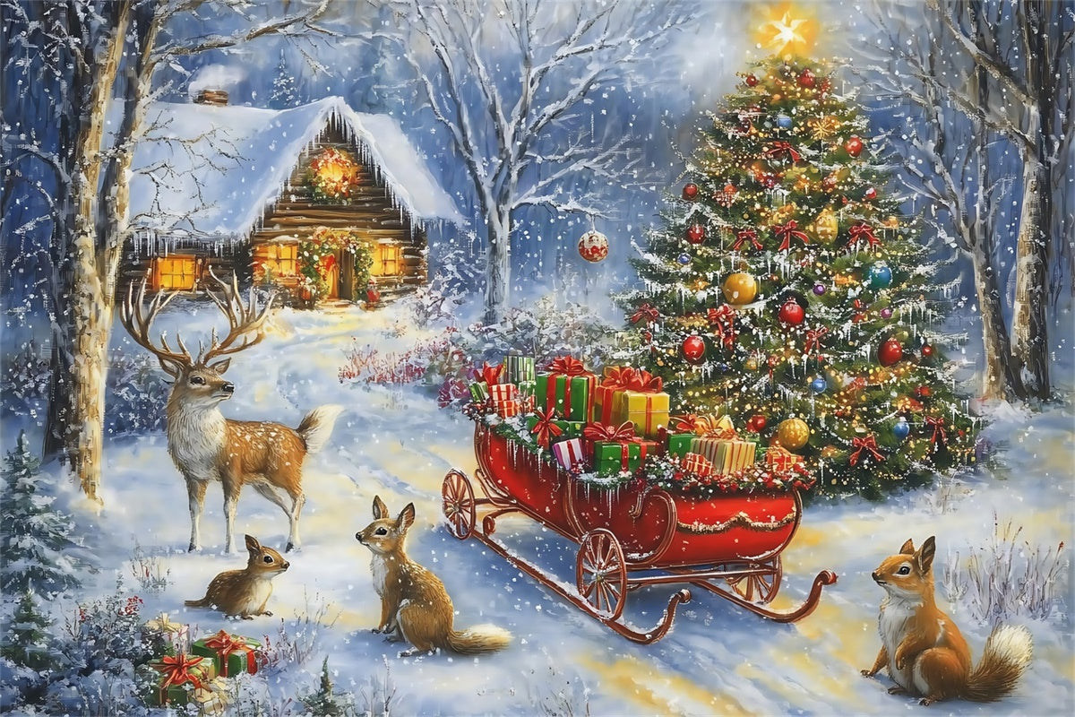 Toile de fond Noël Petite Créature Hivernale Paisible MRR7-63