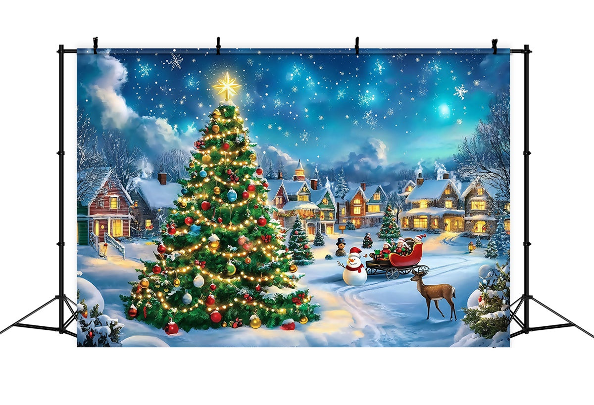 Toile de fond de Noël Village Charme Classique de Noël MRR7-64