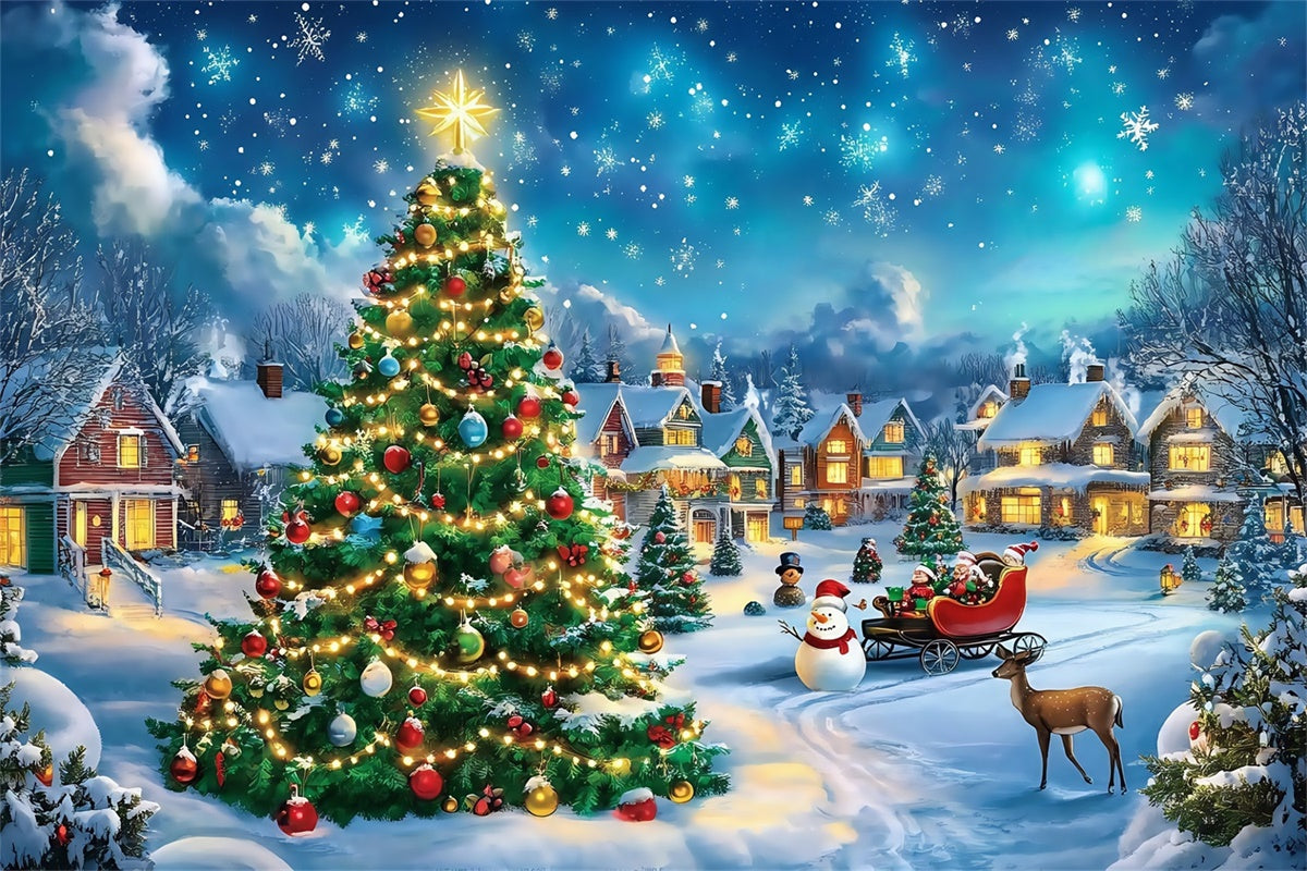 Toile de fond de Noël Village Charme Classique de Noël MRR7-64