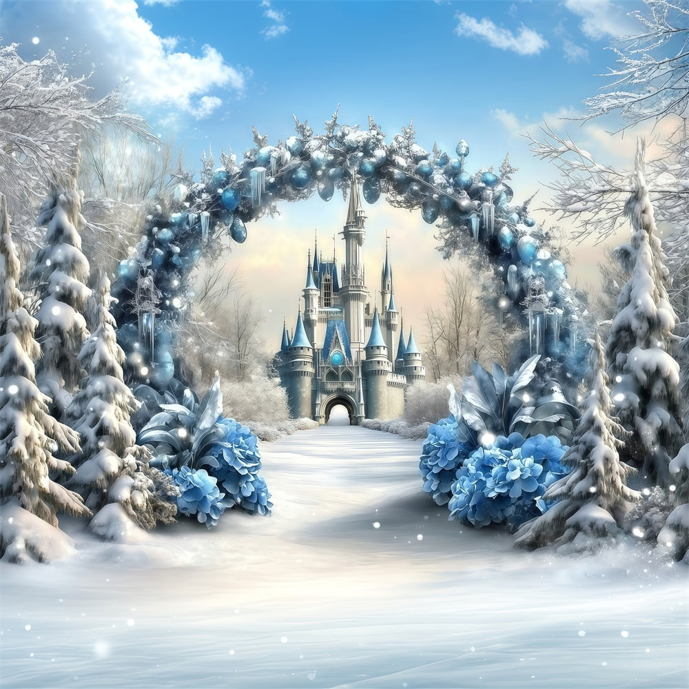 Toile de fond Noël Château de Cristal Hivernal MRR7-69