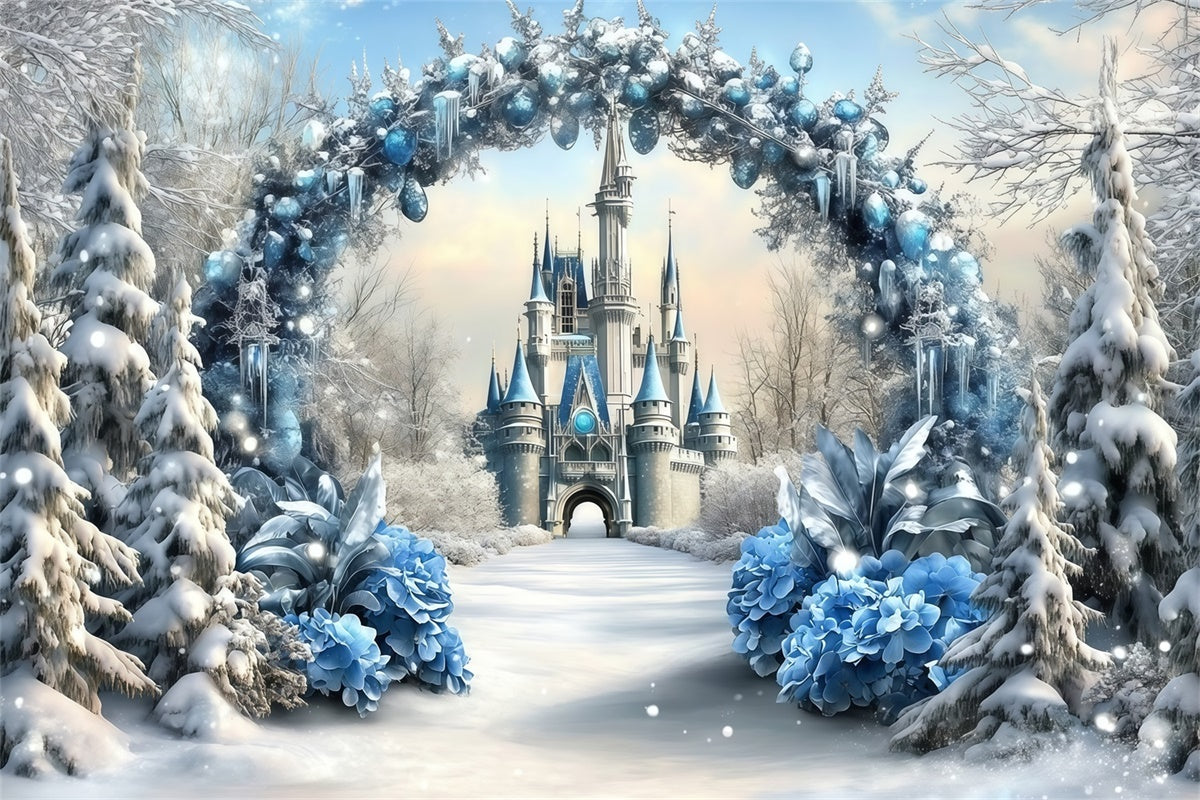 Toile de fond Noël Château de Cristal Hivernal MRR7-69