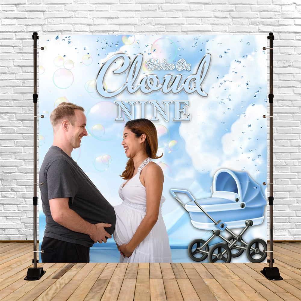 Toile de fond Shower de Bébé Personnalisable Idées Joie Ciel Bleu MRR7-7