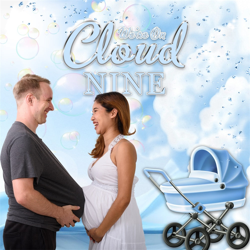 Toile de fond Shower de Bébé Personnalisable Idées Joie Ciel Bleu MRR7-7