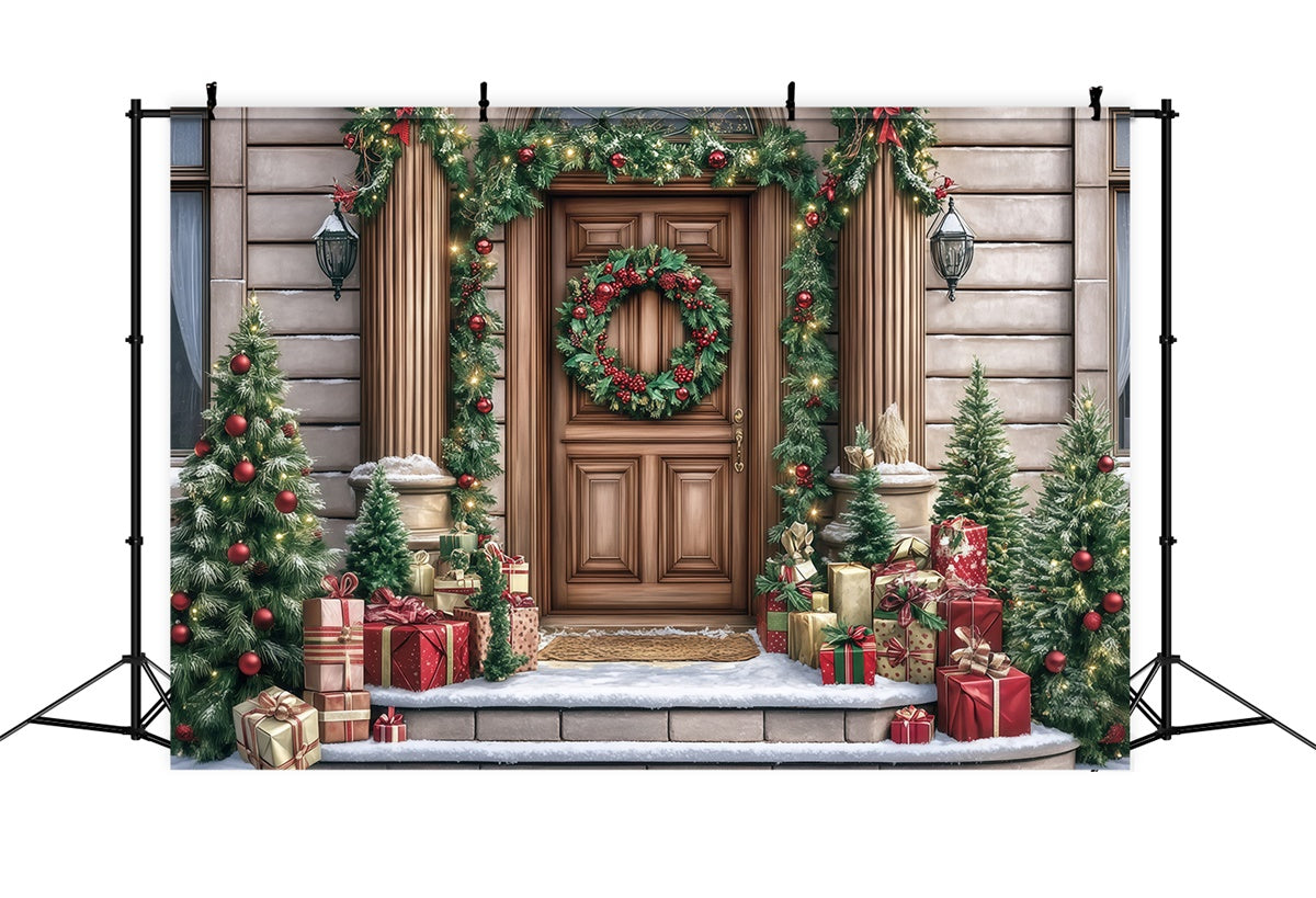 Toile de fond photo Noël Véranda Élégante Couronne MRR7-70
