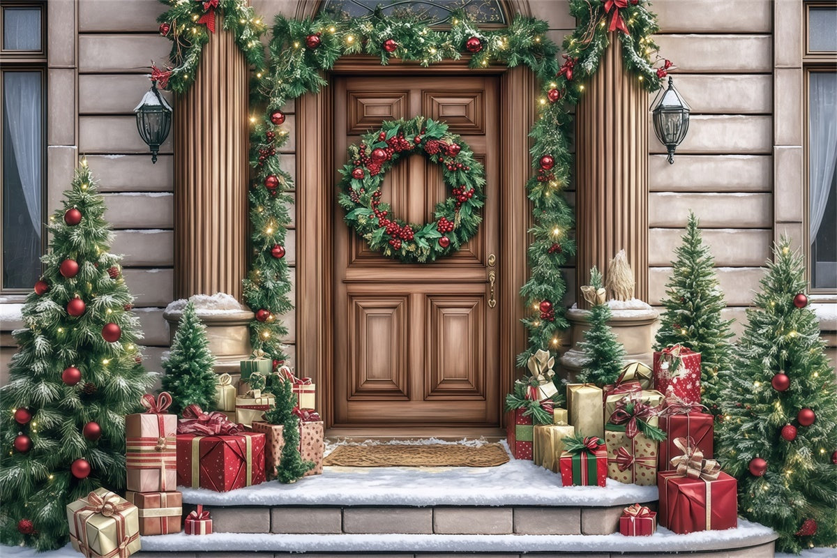 Toile de fond photo Noël Véranda Élégante Couronne MRR7-70