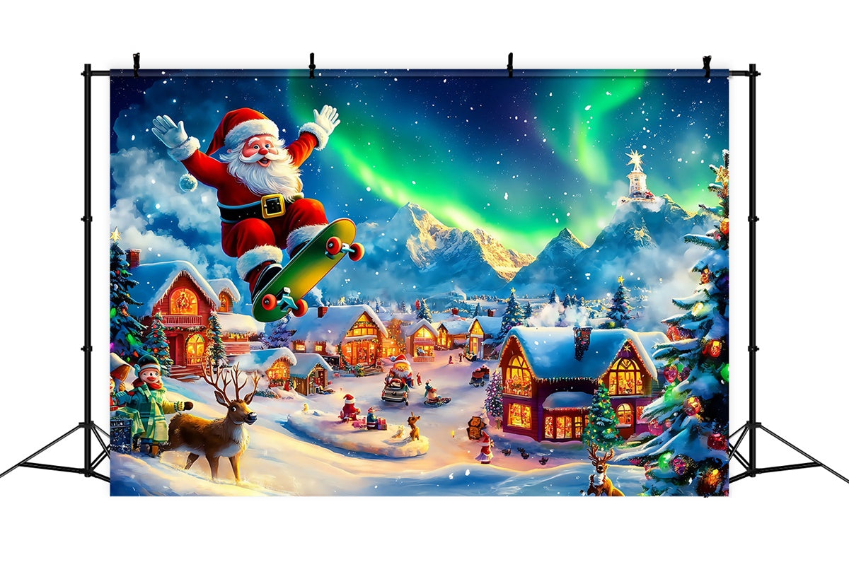 Toile de fond de Noël Village Joie Hivernale du Père Noël MRR7-71