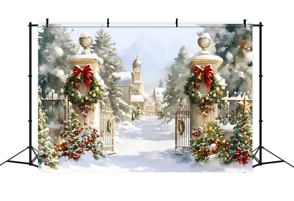 Toile de fond photo Noël Portail du Manoir de Noël MRR7-72
