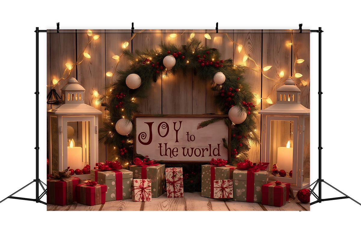 Toile de fond Noël Guirlande de Sapin à la Lueur des Bougies MRR7-77