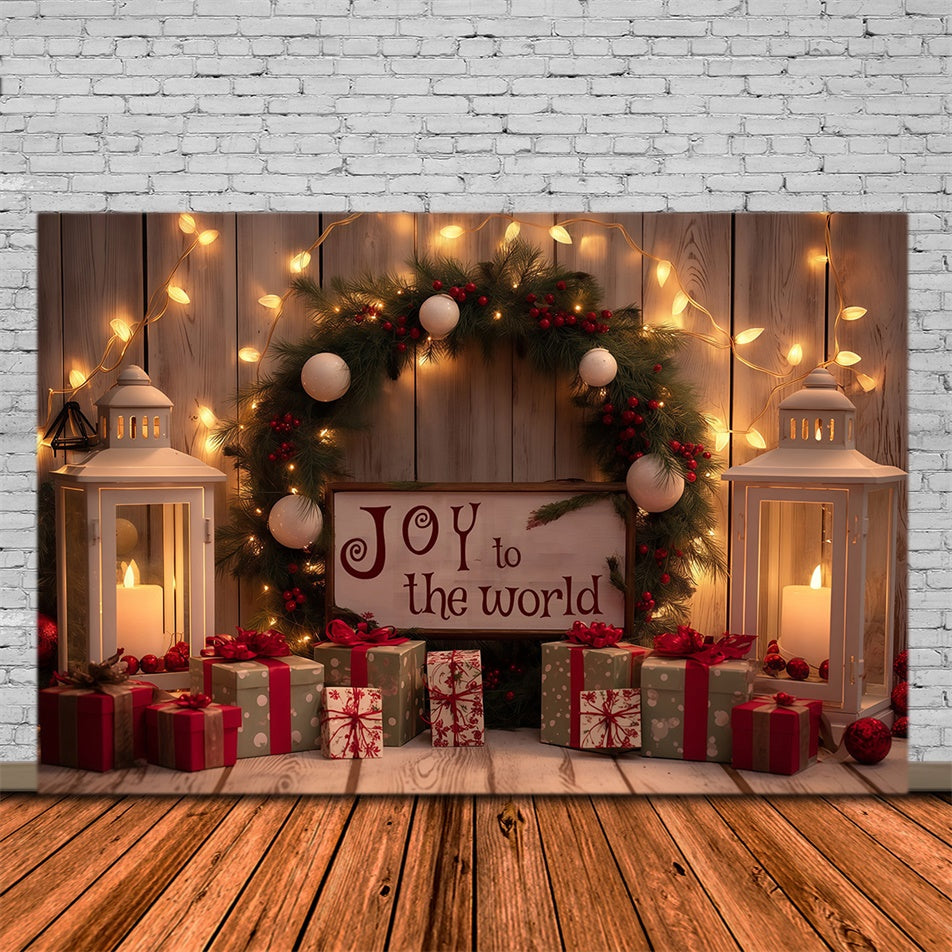 Toile de fond Noël Guirlande de Sapin à la Lueur des Bougies MRR7-77