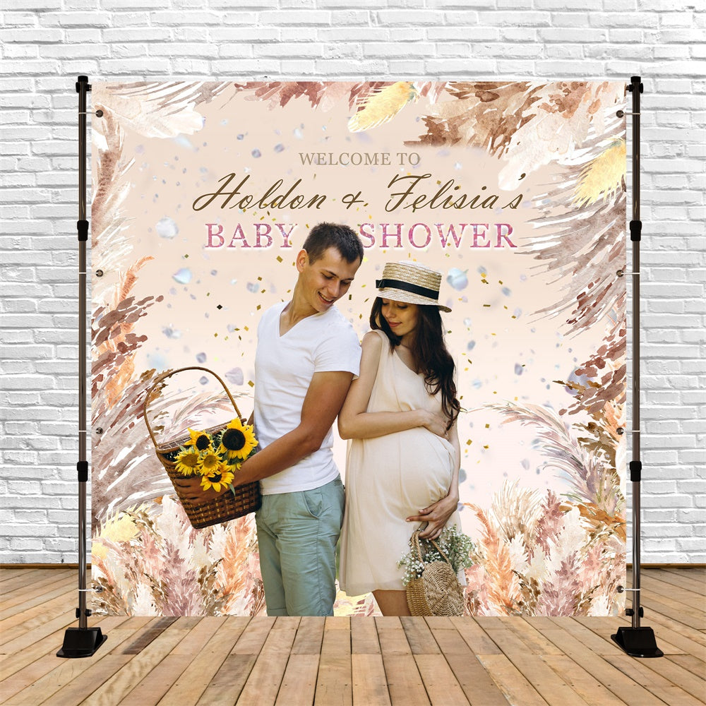 Toile de fond Baby Shower Personnalisable Champs Rustiques MRR7-8