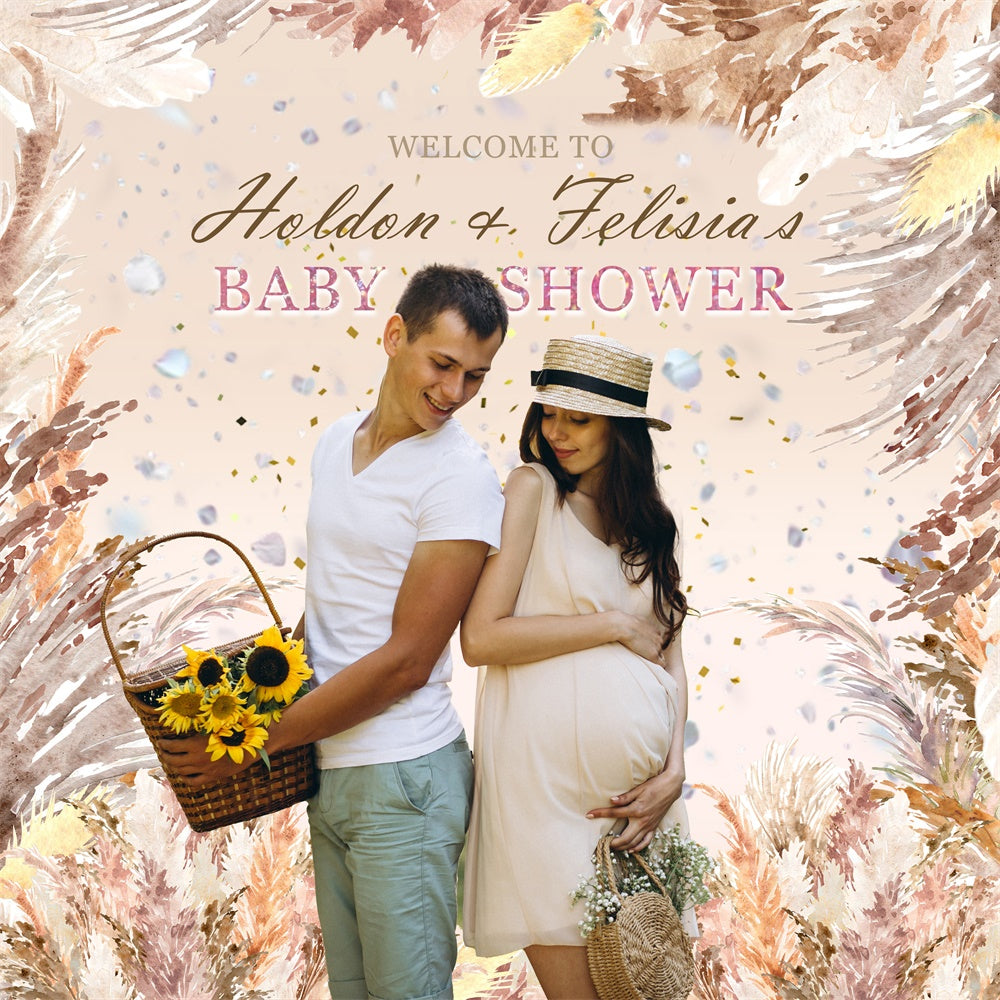 Toile de fond Baby Shower Personnalisable Champs Rustiques MRR7-8