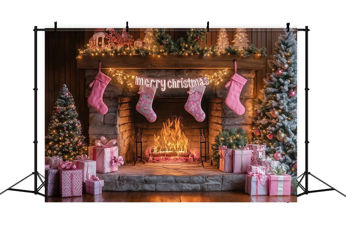 Toile de fond photo Noël Chaussettes de Noël et Lueur Douce MRR7-82