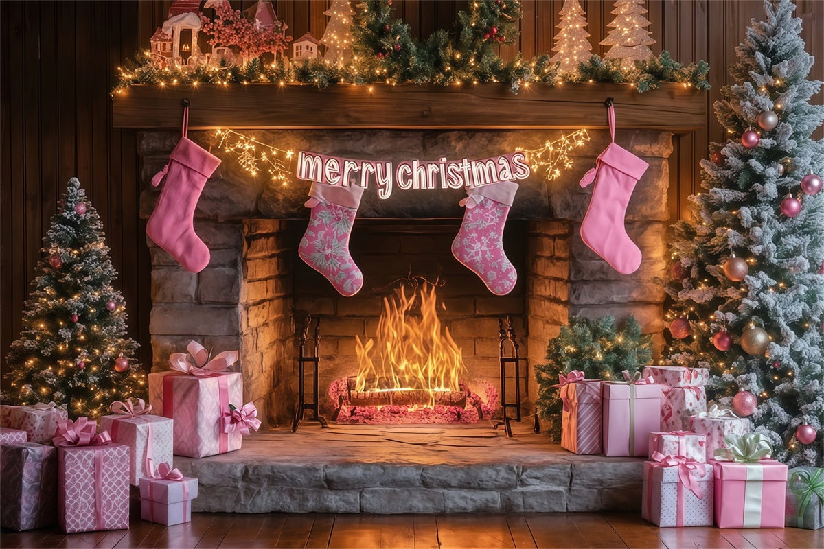 Toile de fond photo Noël Chaussettes de Noël et Lueur Douce MRR7-82