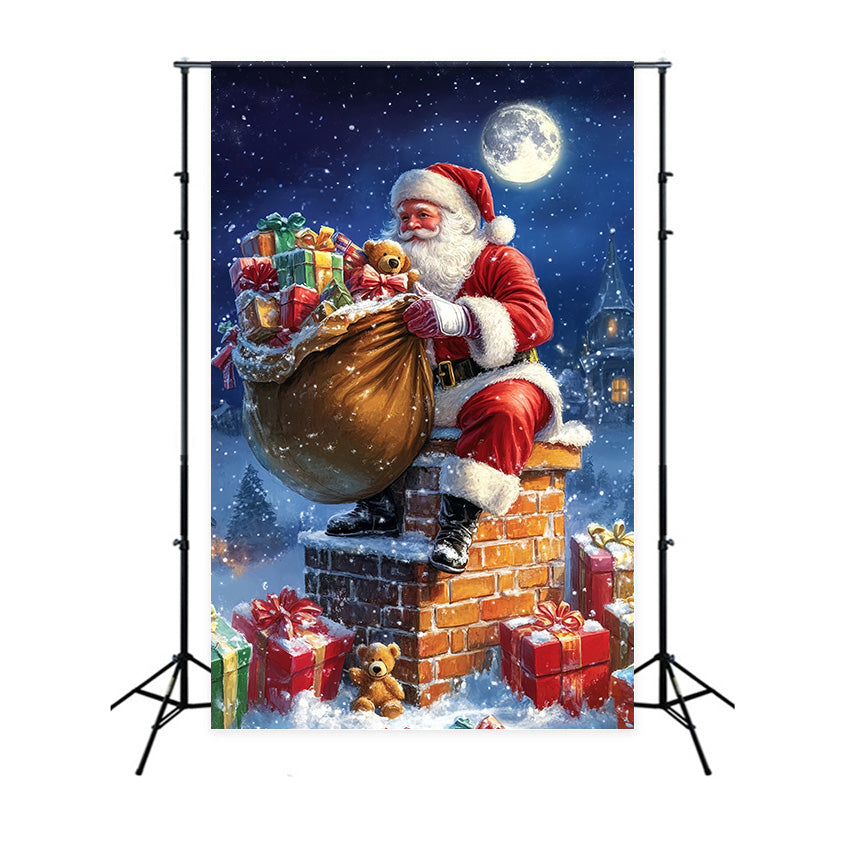 Toile de fond Noël Père Noël à Minuit Magique MRR7-89