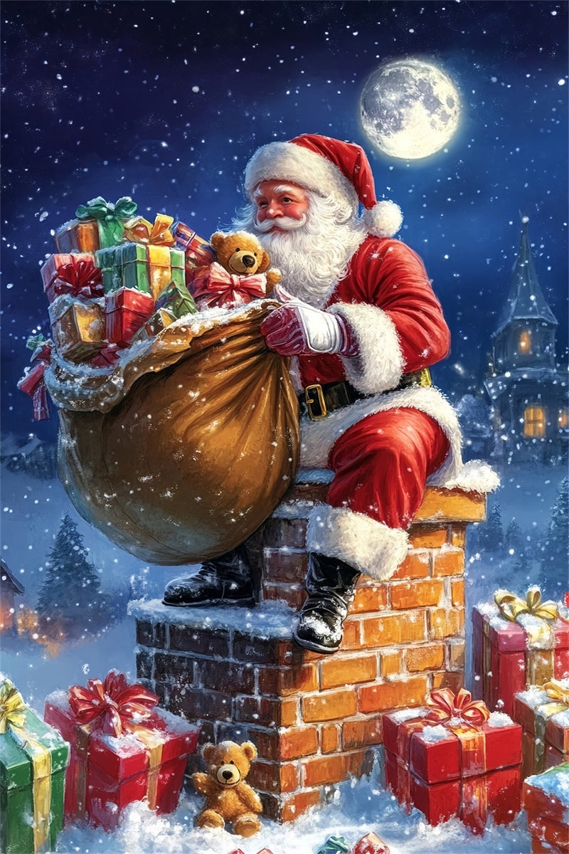 Toile de fond Noël Père Noël à Minuit Magique MRR7-89