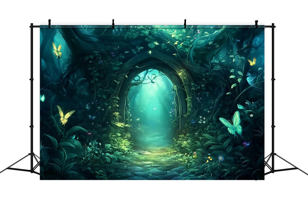 Toile de fond Forêt Enchantée Arche Papillon Crépuscule MRR7-91