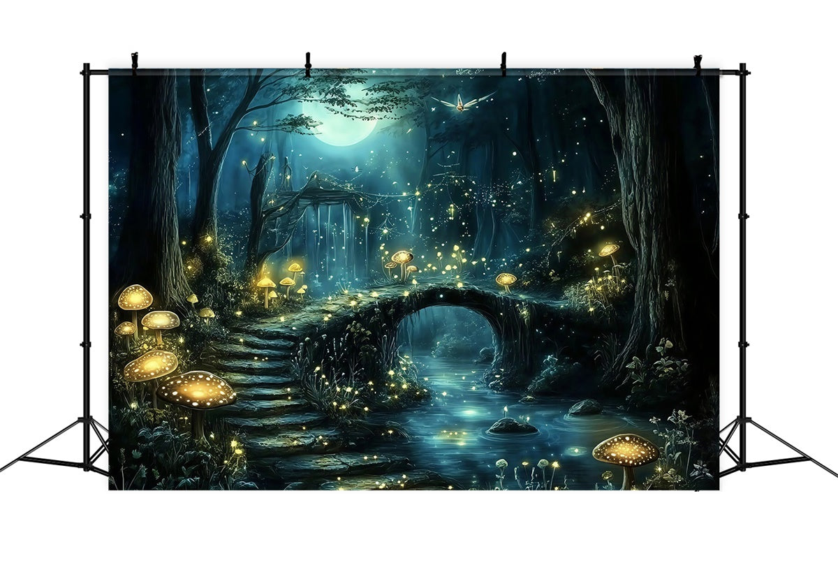 Toile de fond Photo Forêt Fantaisie Ruisseau Murmure Luciole MRR7-92