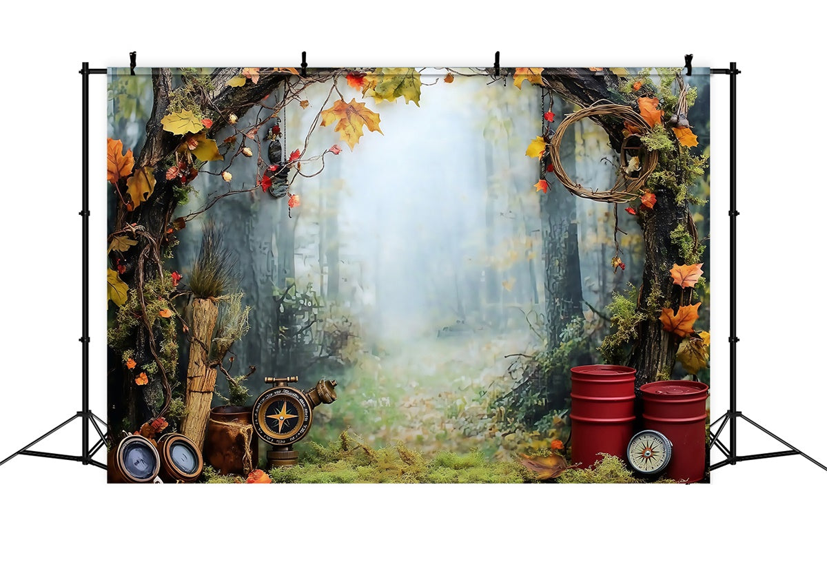 Toile de fond Forêt Photo Sentier Automne Rustique MRR7-95