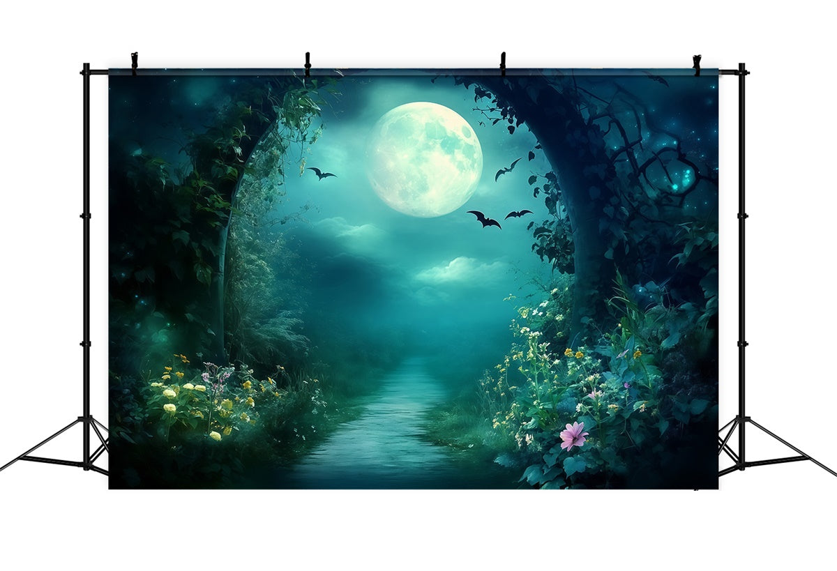 Toile de fond Photo Forêt Nuit Sentier Fleur Minuit MRR7-99