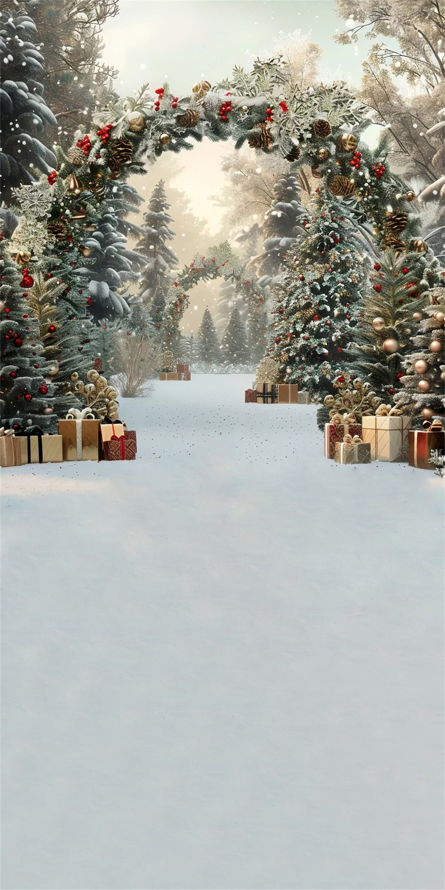 Toile de fond Noël Arche Cadeaux Dorés de Luxe MRR8-101