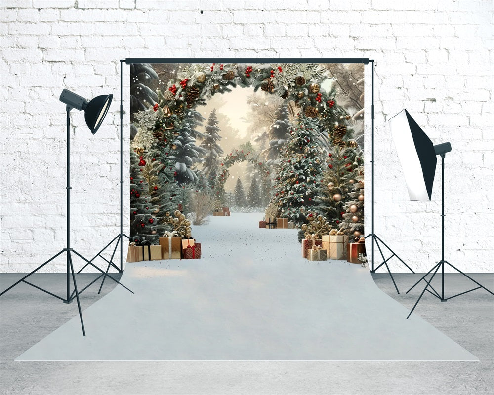 Toile de fond Noël Arche Cadeaux Dorés de Luxe MRR8-101