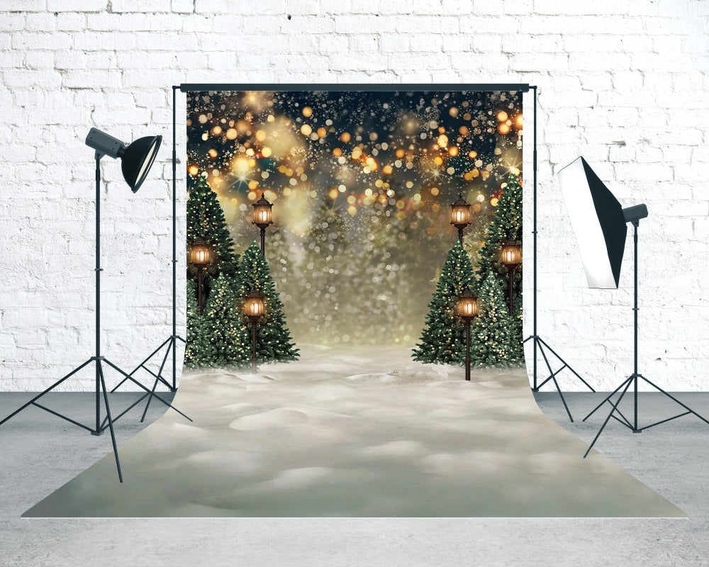 Toile de fond photo Noël Rue Illuminée Effet Bokeh Chaleureux MRR8-111
