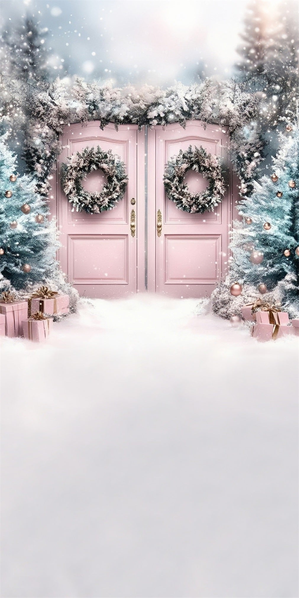 Toile de fond photo Noël Arche Couronne Rose Pâle de Rêve MRR8-113