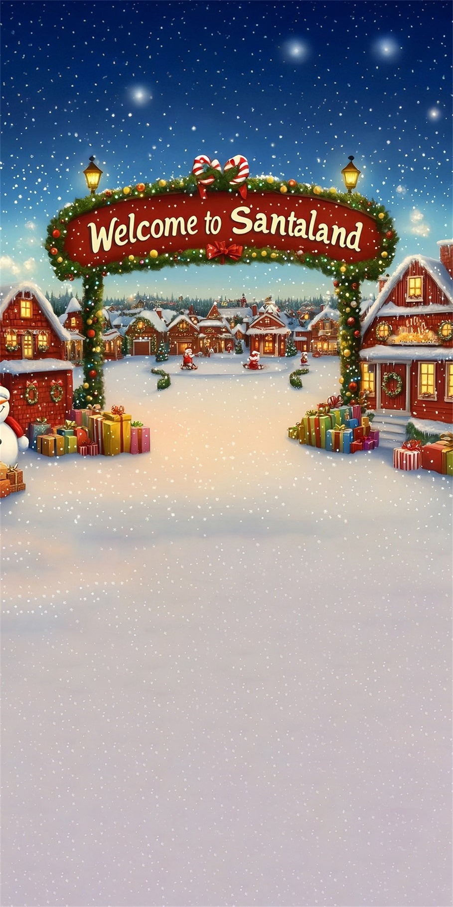Toile de fond Noël Porte de Ville Bienvenue à Santaland MRR8-114