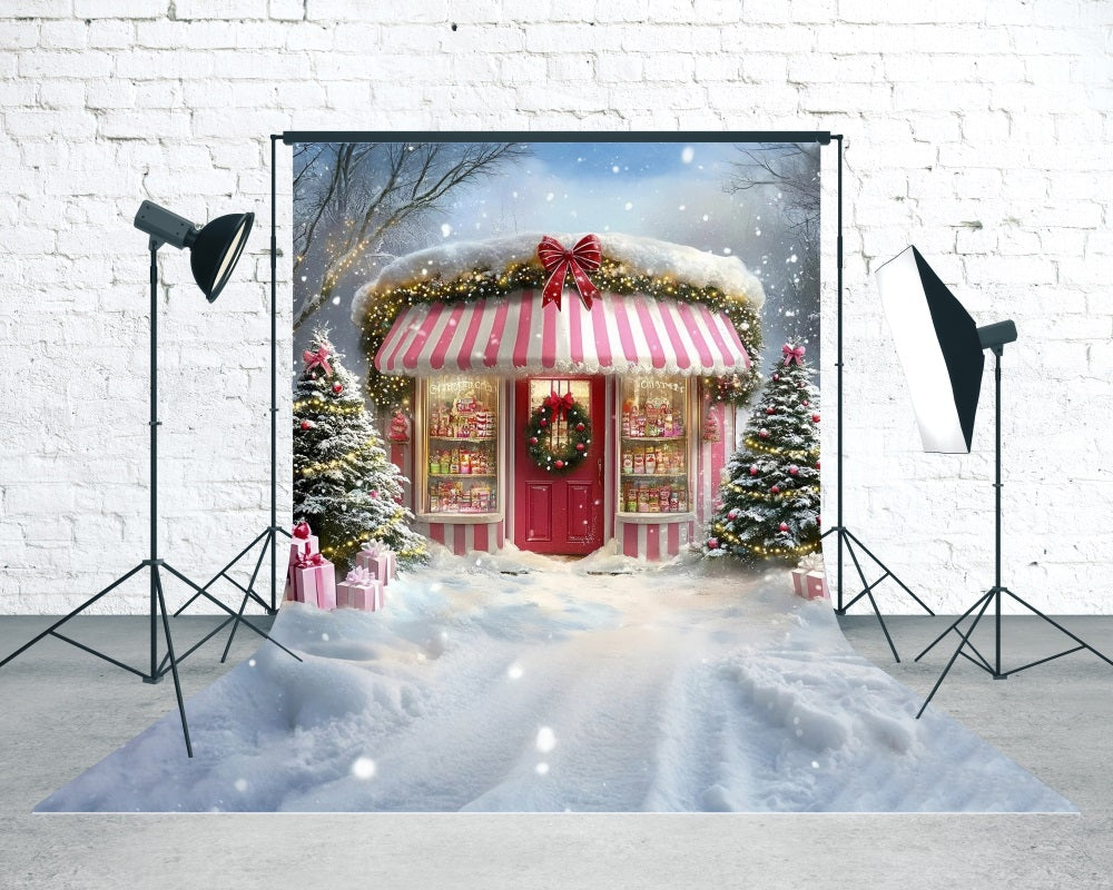 Toile de fond Noël Boutique de Desserts Enneigée MRR8-115