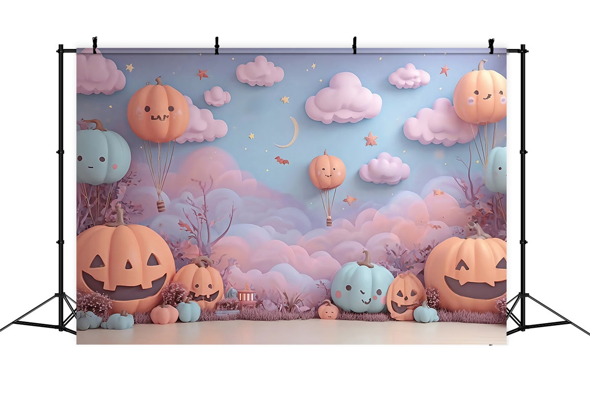 Fond studio halloween Montgolfière Citrouille Nuages Enfants MRR8-12
