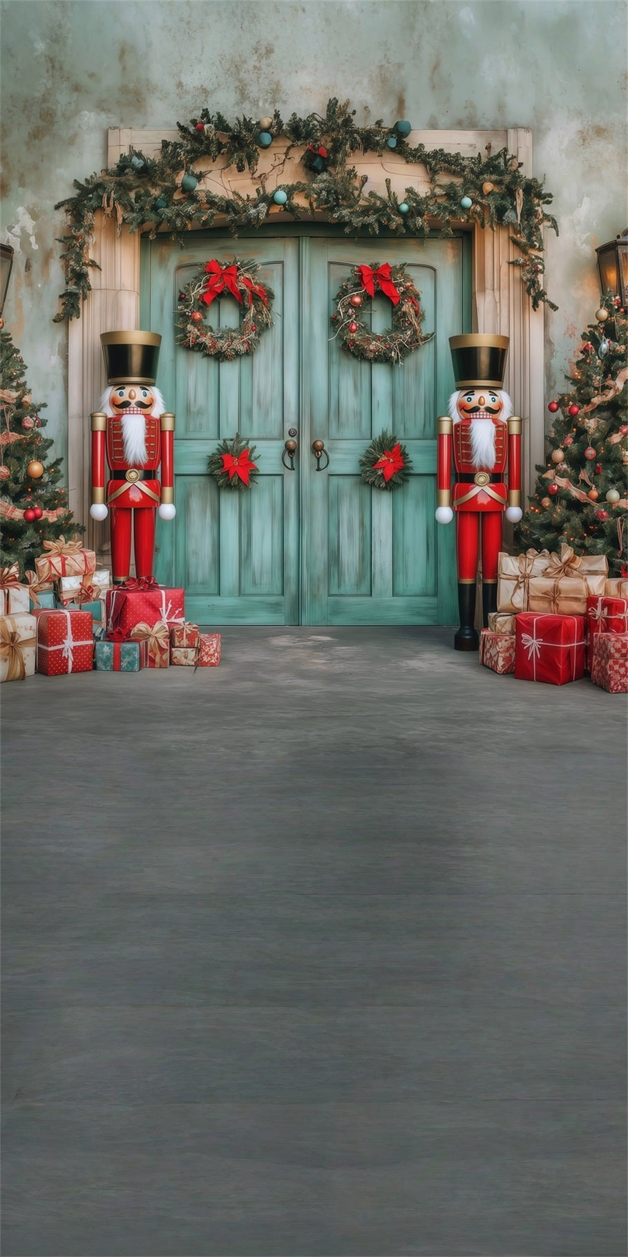 Toile de fond photo Noël Porte Bleue Casse-Noisette en Bois MRR8-120