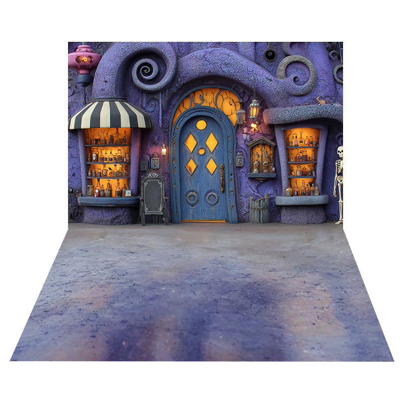 Toile de fond Boutique de Sorcière Halloween + Sol Texture Violet Grunge MRR8-146
