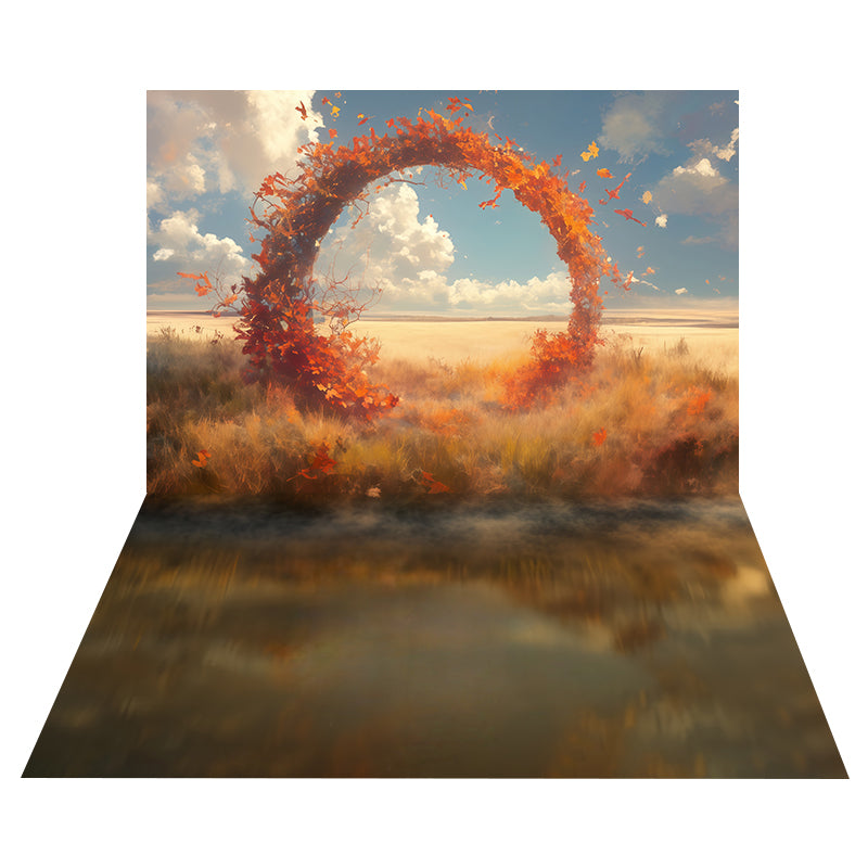 Toile de fond Anneau Feuilles d’Automne + Sol Reflets Brume d’Automne MRR8-162