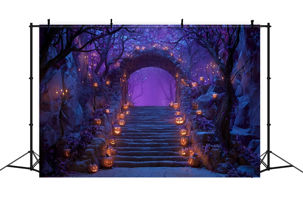 Fond halloween photo Escaliers Forêt Enchantée Violette MRR8-18