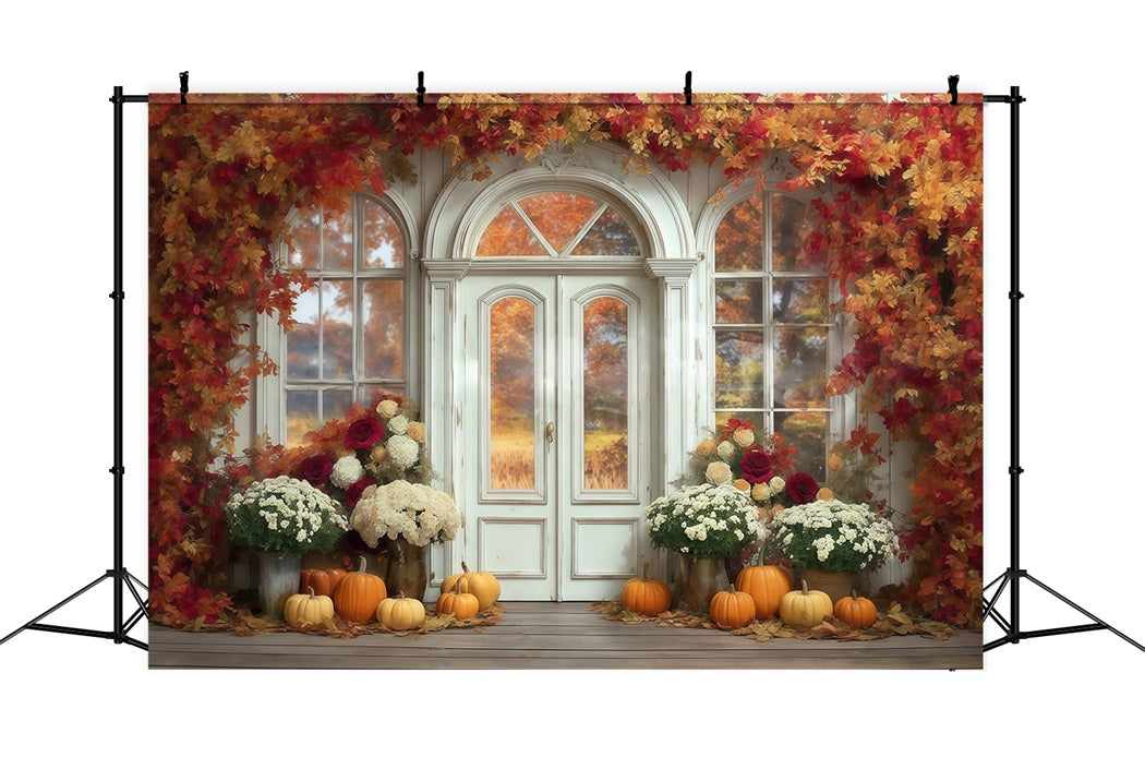 Toile de fond Photo Automne Arche Érable Porte Citrouille Automne CSH57-184