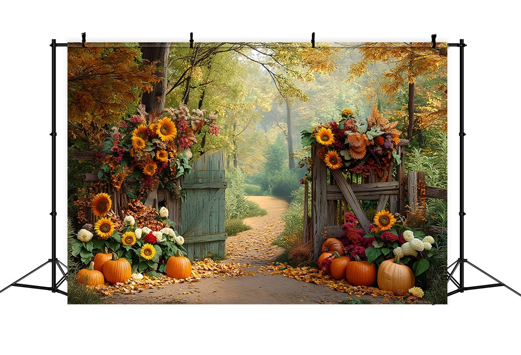 Toile de fond Photo Automne Chemin Citrouille Tournesol Automne CSH57-185