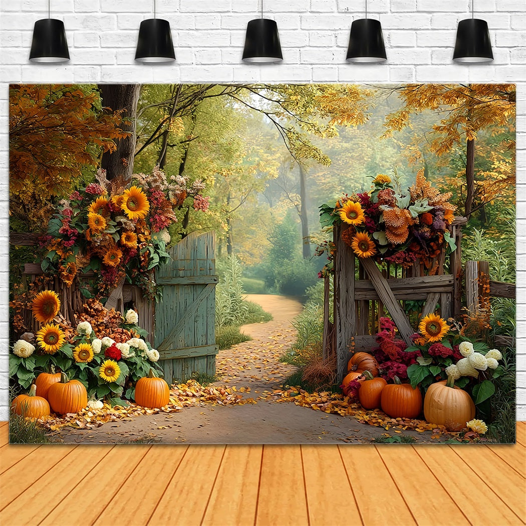 Toile de fond Photo Automne Chemin Citrouille Tournesol Automne CSH57-185
